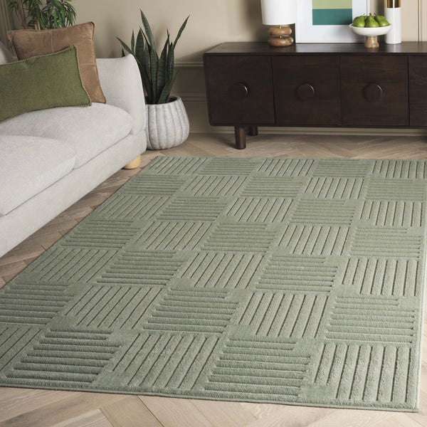 Safavieh Selena Elegant Green Geometric Area Rug — Power-Loomed In Turkey, Durable Polypropylene Sisal Accents 10'-0" x 14'-0" SLE678Y-10