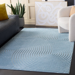 Safavieh Selena Modern Blue Square Rug — Low‑Pile Polypropylene Power‑Loomed From Turkey For High Traffic Spaces 6'-7" x 6'-7" SLE680M-7SQ