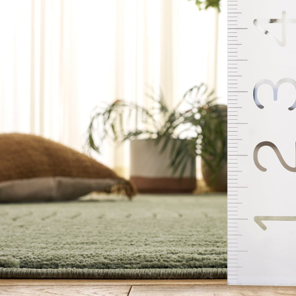Safavieh Selena Solid Neutral Polypropylene Area Rug for Large Living Rooms Low Pile Floor Anchor Green 6'-0" x 9'-0" SLE680Y-6