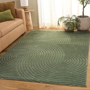 Safavieh Selena Solid Neutral Polypropylene Area Rug for Large Living Rooms Low Pile Floor Anchor Green 6'-0" x 9'-0" SLE680Y-6
