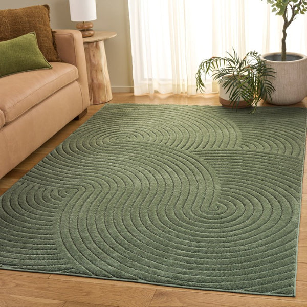 Safavieh Selena Solid Neutral Polypropylene Area Rug for Large Living Rooms Low Pile Floor Anchor Green 6'-0" x 9'-0" SLE680Y-6