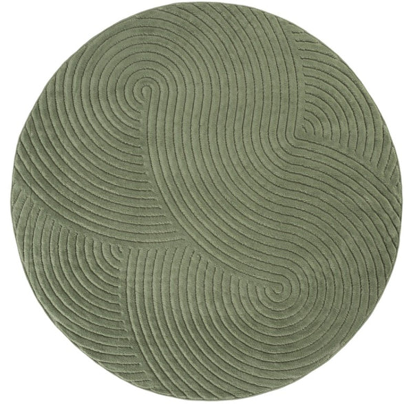 Safavieh Selena Solid Neutral Polypropylene Area Rug for Large Living Rooms Low Pile Floor Anchor Green 6'-7" x 6'-7" Round SLE680Y-7R