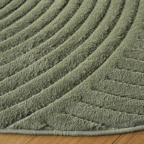 Safavieh Selena Solid Neutral Polypropylene Area Rug for Large Living Rooms Low Pile Floor Anchor Green 6'-7" x 6'-7" Round SLE680Y-7R