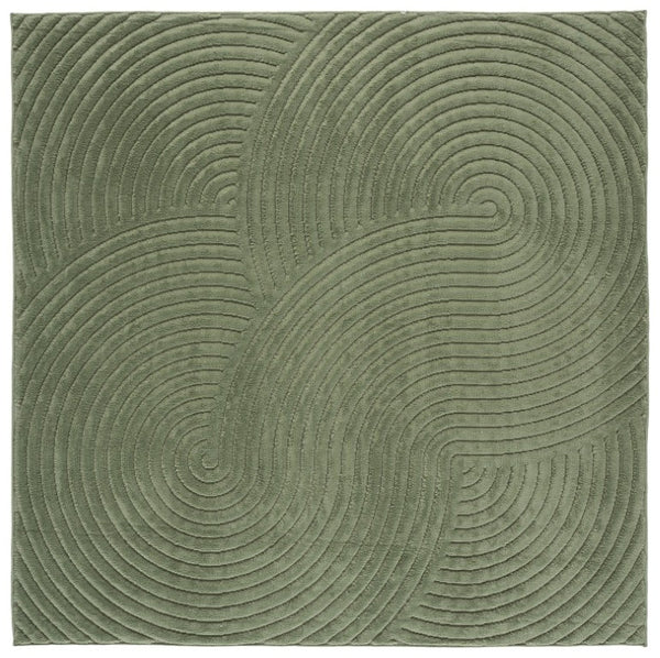 Safavieh Selena Solid Neutral Polypropylene Area Rug for Large Living Rooms Low Pile Floor Anchor Green 6'-7" x 6'-7" Square SLE680Y-7SQ