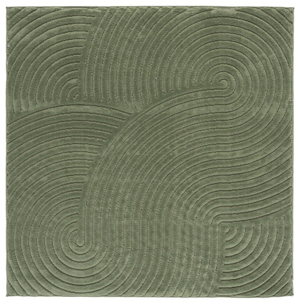 Safavieh Selena Solid Neutral Polypropylene Area Rug for Large Living Rooms Low Pile Floor Anchor Green 6'-7" x 6'-7" Square SLE680Y-7SQ