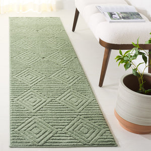 Safavieh Selena Low-Profile Green Runner Rug — Minimalist Geometric Modern, Durable Power-Loomed Turkish Construction 2'-2" x 6'-0" SLE684Y-26