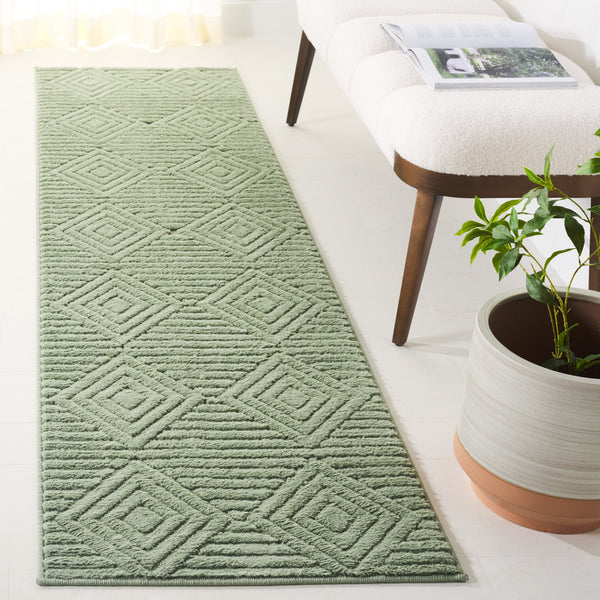 Safavieh Selena Low-Profile Green Runner Rug — Minimalist Geometric Modern, Durable Power-Loomed Turkish Construction 2'-2" x 6'-0" SLE684Y-26