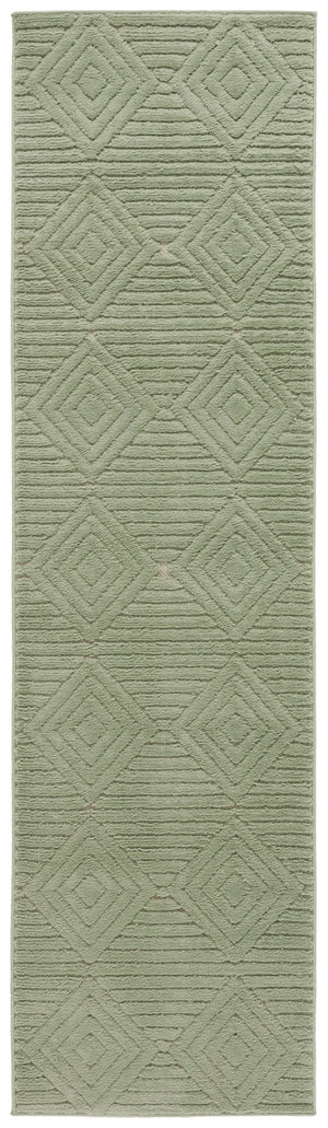 Safavieh Selena Low-Profile Green Runner Rug — Minimalist Geometric Modern, Durable Power-Loomed Turkish Construction 2'-2" x 6'-0" SLE684Y-26
