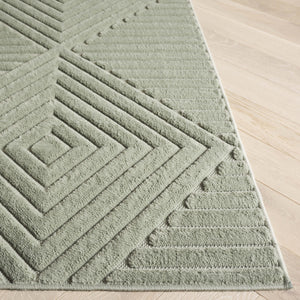 Safavieh Selena Low-Profile Green Runner Rug — Minimalist Geometric Modern, Durable Power-Loomed Turkish Construction 2'-2" x 6'-0" SLE684Y-26