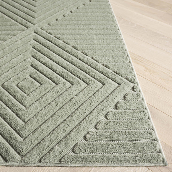 Safavieh Selena Low-Profile Green Runner Rug — Minimalist Geometric Modern, Durable Power-Loomed Turkish Construction 2'-2" x 6'-0" SLE684Y-26