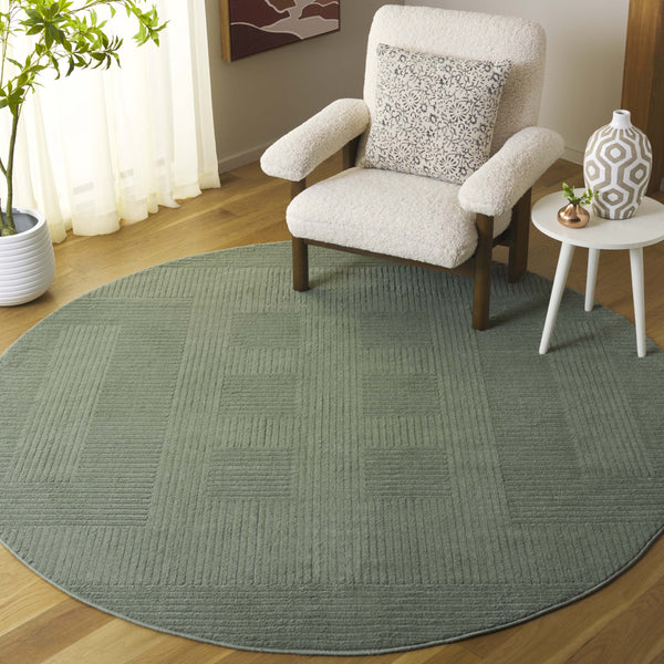 Safavieh Selena Modern Green Square Area Rug — Low‑Profile Polypropylene With Sisal Accents, Durable Turkey Power‑Loomed 5'-3" x 5'-3" SLE686Y-5SQ