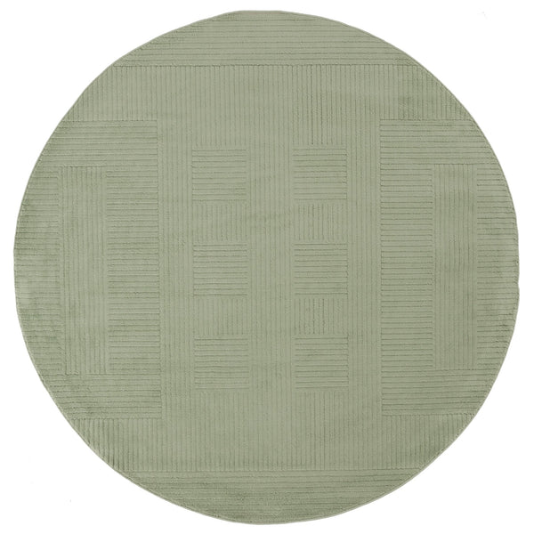 Safavieh Selena Modern Round Green Rug With Geometric Motif, Low-Profile Durable Polypropylene For High-Traffic Homes 5'-3" x 5'-3" SLE686Y-5R
