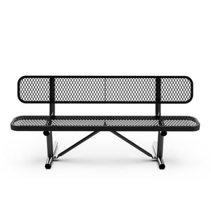 English Elm Sigrid 6' Commercial-Grade Outdoor Bench with Expanded Metal Mesh for Comfort and Durability Black SLF-AG4HUT2-BK-GG