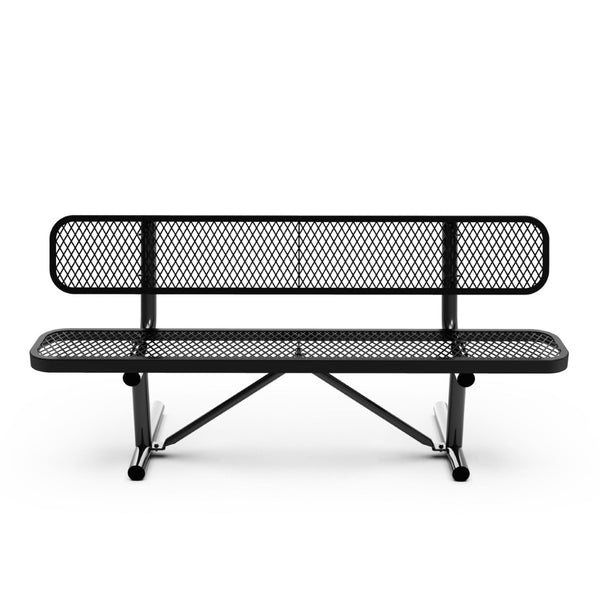 English Elm Sigrid 6' Commercial-Grade Outdoor Bench with Expanded Metal Mesh for Comfort and Durability Black SLF-AG4HUT2-BK-GG