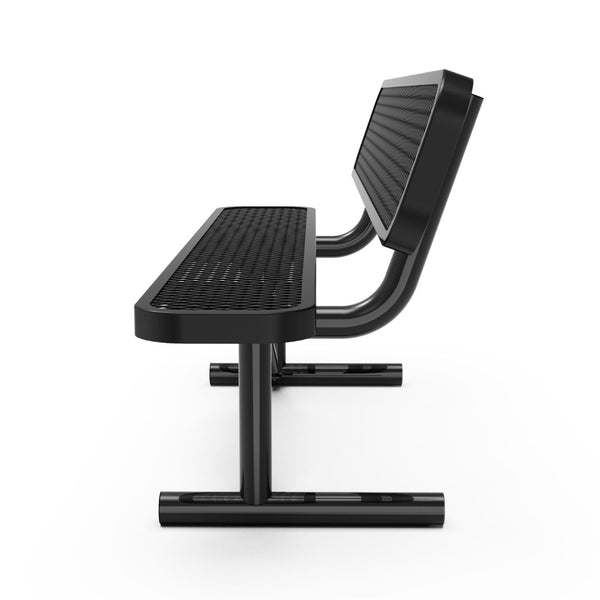 English Elm Sigrid 6' Commercial-Grade Outdoor Bench with Expanded Metal Mesh for Comfort and Durability Black SLF-AG4HUT2-BK-GG