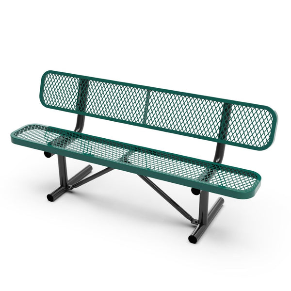 English Elm Sigrid 6' Commercial-Grade Outdoor Bench with Expanded Metal Mesh for Comfort and Durability Green SLF-AG4HUT2-GN-GG