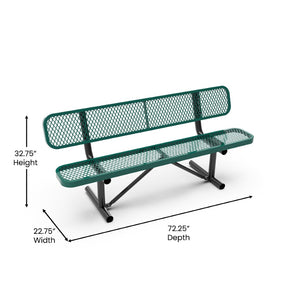 English Elm Sigrid 6' Commercial-Grade Outdoor Bench with Expanded Metal Mesh for Comfort and Durability Green SLF-AG4HUT2-GN-GG