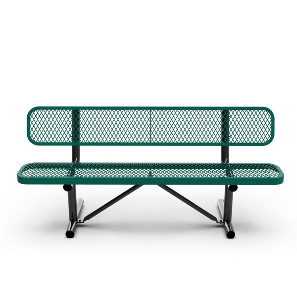 English Elm Sigrid 6' Commercial-Grade Outdoor Bench with Expanded Metal Mesh for Comfort and Durability Green SLF-AG4HUT2-GN-GG