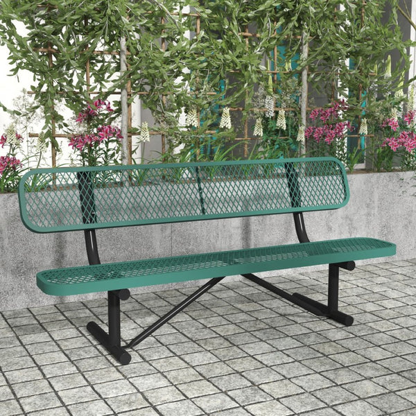 English Elm Sigrid 6' Commercial-Grade Outdoor Bench with Expanded Metal Mesh for Comfort and Durability Green SLF-AG4HUT2-GN-GG