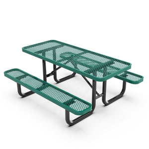 English Elm Mantilla 6' Rectangular Outdoor Picnic Table - Durable Steel Frame, Umbrella Hole, Easy Maintenance Green 61.75"W x 72.25"D x 29.5"H SLF-EML-72-GN-GG
