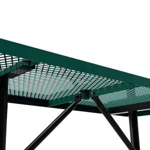 English Elm Mantilla 6' Rectangular Outdoor Picnic Table - Durable Steel Frame, Umbrella Hole, Easy Maintenance Green 61.75"W x 72.25"D x 29.5"H SLF-EML-72-GN-GG