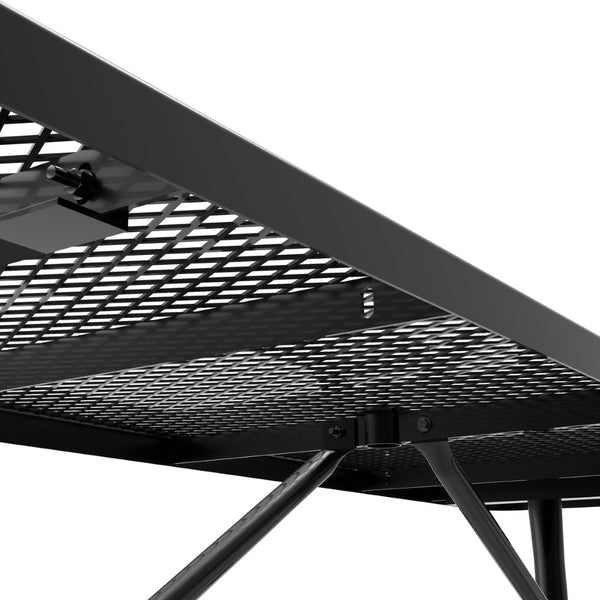 English Elm Mantilla 6' Rectangular Outdoor Picnic Table - Durable Steel Frame, Umbrella Hole, Easy Maintenance Black 57.5"W x 95.75"D x 30"H SLF-EML-96-BK-GG