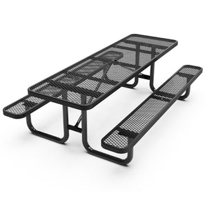 English Elm Mantilla 6' Rectangular Outdoor Picnic Table - Durable Steel Frame, Umbrella Hole, Easy Maintenance Black 57.5"W x 95.75"D x 30"H SLF-EML-96-BK-GG