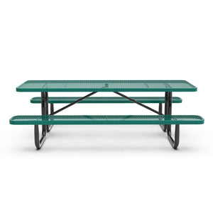 English Elm Mantilla 6' Rectangular Outdoor Picnic Table - Durable Steel Frame, Umbrella Hole, Easy Maintenance Green 57.5"W x 95.75"D x 30"H SLF-EML-96-GN-GG