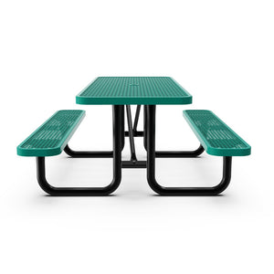 English Elm Mantilla 6' Rectangular Outdoor Picnic Table - Durable Steel Frame, Umbrella Hole, Easy Maintenance Green 57.5"W x 95.75"D x 30"H SLF-EML-96-GN-GG