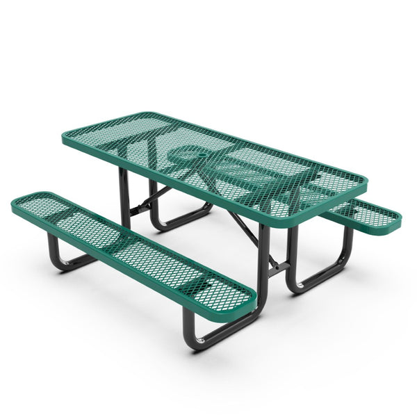 English Elm Mantilla 6' Rectangular Outdoor Picnic Table with Heavy-Duty Construction for Parks and Campuses Green 61.75"W x 72.25"D x 29.5"H SLF-EML72-H48L-GN-GG