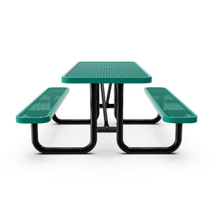 English Elm Mantilla 6' Rectangular Outdoor Picnic Table with Heavy-Duty Construction for Parks and Campuses Green 61.75"W x 72.25"D x 29.5"H SLF-EML72-H48L-GN-GG
