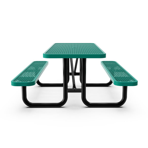 English Elm Mantilla 6' Rectangular Outdoor Picnic Table with Heavy-Duty Construction for Parks and Campuses Green 61.75"W x 72.25"D x 29.5"H SLF-EML72-H48L-GN-GG