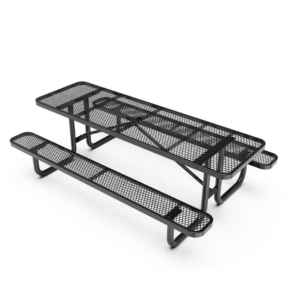 English Elm Mantilla 6' Rectangular Outdoor Picnic Table with Heavy-Duty Construction for Parks and Campuses Black 57.5"W x 95.75"D x 30"H SLF-EML96-H60L-BK-GG