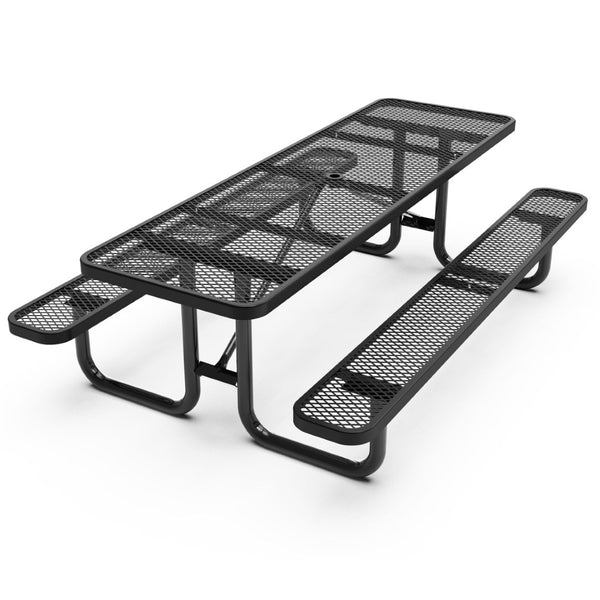 English Elm Mantilla 6' Rectangular Outdoor Picnic Table with Heavy-Duty Construction for Parks and Campuses Black 57.5"W x 95.75"D x 30"H SLF-EML96-H60L-BK-GG