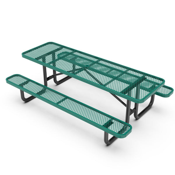 English Elm Mantilla 6' Rectangular Outdoor Picnic Table with Heavy-Duty Construction for Parks and Campuses Green 57.5"W x 95.75"D x 30"H SLF-EML96-H60L-GN-GG