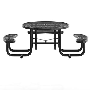 English Elm Creekside 46" Round Wheelchair Accessible Picnic Table - Durable Metal Design for Outdoor Comfort Black 82.5"W x 82.5"D x 29"H; Seat Size: 38.5"W x 11.75"D x 17.25"H SLF-EMR-46ADA-BK-GG