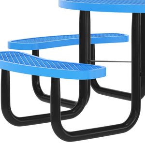 English Elm Creekside 46" Round Wheelchair Accessible Picnic Table - Durable Metal Design for Outdoor Comfort Blue 82.5"W x 82.5"D x 29"H; Seat Size: 38.5"W x 11.75"D x 17.25"H SLF-EMR-46ADA-BL-GG