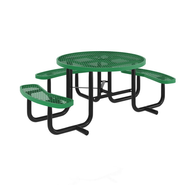 English Elm Creekside 46" Round Wheelchair Accessible Picnic Table - Durable Metal Design for Outdoor Comfort Green 82.5"W x 82.5"D x 29"H; Seat Size: 38.5"W x 11.75"D x 17.25"H SLF-EMR-46ADA-GN-GG