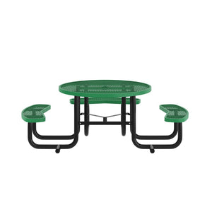 English Elm Creekside 46" Round Wheelchair Accessible Picnic Table - Durable Metal Design for Outdoor Comfort Green 82.5"W x 82.5"D x 29"H; Seat Size: 38.5"W x 11.75"D x 17.25"H SLF-EMR-46ADA-GN-GG