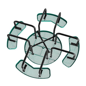 English Elm Creekside 46" Round Outdoor Picnic Table - Durable Heavy Gauge Steel Frame with Umbrella Hole & Comfort Green 82.5"W x 82.5"D x 29"H; Seat Size: 38.5"W x 11.75"D x 17.25"H SLF-EMR46-H60L-GN-GG