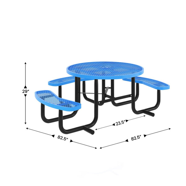 English Elm Creekside 46" Round Wheelchair Accessible Picnic Table with Durable Design and Umbrella Hole Feature Blue 82.5"W x 82.5"D x 29"H; Seat Size: 38.5"W x 11.75"D x 17.25"H SLF-EMR46ADA-HL60L-BL-GG