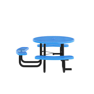 English Elm Creekside 46" Round Wheelchair Accessible Picnic Table with Durable Design and Umbrella Hole Feature Blue 82.5"W x 82.5"D x 29"H; Seat Size: 38.5"W x 11.75"D x 17.25"H SLF-EMR46ADA-HL60L-BL-GG