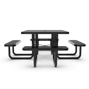 English Elm Creekside 46" Square Outdoor Picnic Table with Durable Mesh Top, Steel Frame, and Umbrella Hole Black 79.75"W x 79.75"D x 28.75"H SLF-EMS-46-BK-GG