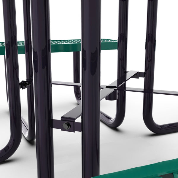 English Elm Creekside 46" Square Outdoor Picnic Table with Durable Mesh Top, Steel Frame, and Umbrella Hole Green 79.75"W x 79.75"D x 28.75"H SLF-EMS-46-GN-GG