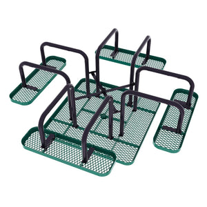 English Elm Creekside 46" Square Outdoor Picnic Table with Durable Mesh Top, Steel Frame, and Umbrella Hole Green 79.75"W x 79.75"D x 28.75"H SLF-EMS-46-GN-GG