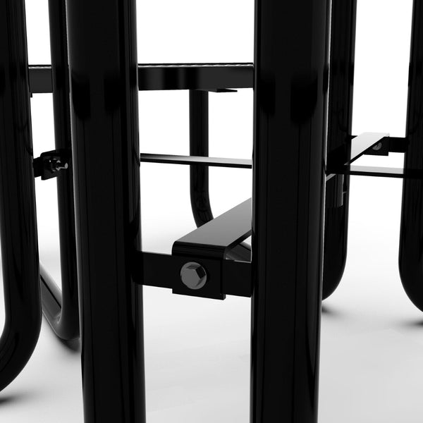 English Elm Creekside 46" Square Outdoor Picnic Table - Durable Heavy-Gauge Metal Mesh Top with Anchors & Safety Black 79.75"W x 79.75"D x 28.75"H SLF-EMS46-H60L-BK-GG