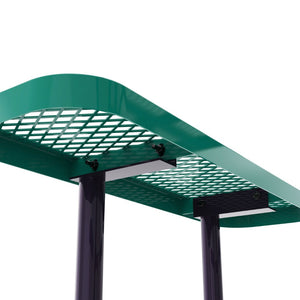 English Elm Creekside 46" Square Outdoor Picnic Table - Durable Heavy-Gauge Metal Mesh Top with Anchors & Safety Green 79.75"W x 79.75"D x 28.75"H SLF-EMS46-H60L-GN-GG