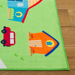 Safavieh Santa Monica Kids Playful Area Rug With Town Motif - Cozy, Washable, And Slip-resistant Design Light Green Polyester Smk100y-8