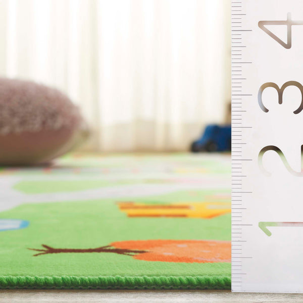 Safavieh Santa Monica Kids Playful Area Rug With Town Motif - Cozy, Washable, And Slip-resistant Design Light Green Polyester Smk100y-8