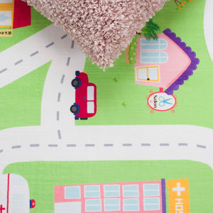 Safavieh Santa Monica Kids Playful Area Rug With Town Motif - Cozy, Washable, And Slip-resistant Design Light Green Polyester Smk100y-8